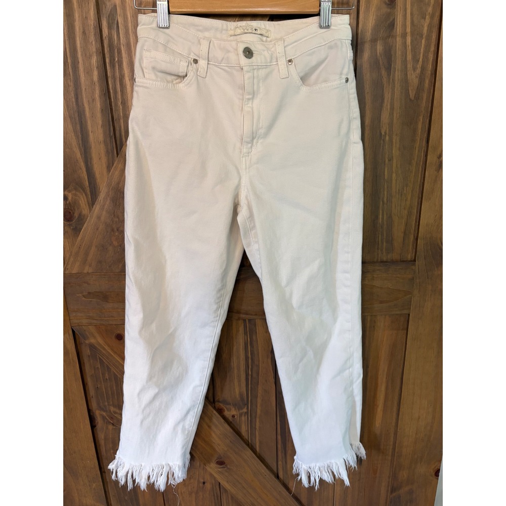 Joes Jeans Womens High Rise Straight Crop Off White Frayed Hem Denim Size 27